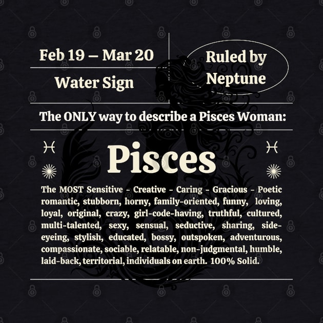 Pisces Women Personality Traits by Veritè Kulture Vulture T-Shirts & Apparel